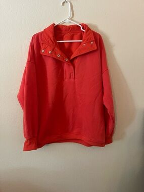 Source Unknown Red Snap-Button Pullover Hoodie